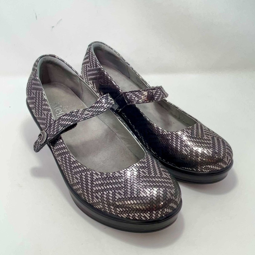 Alegria PG Lite Silver Metallic Woven Mary Jane Wedge Shoes FLA-532X Womens 10